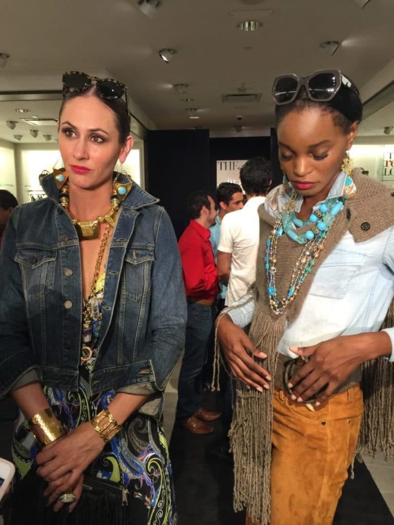 Big earrings and multiple necklaces are still the look.