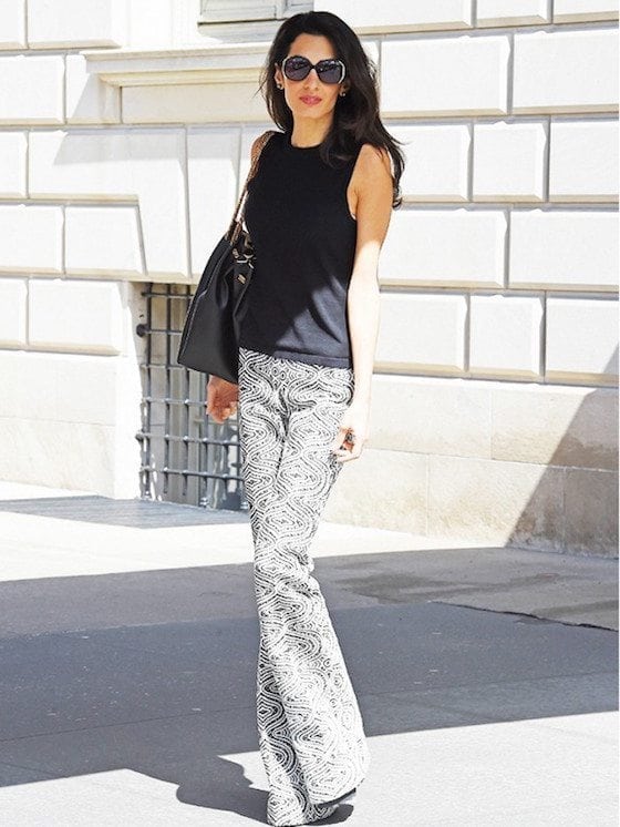 Amal Clooney in casual black and white
