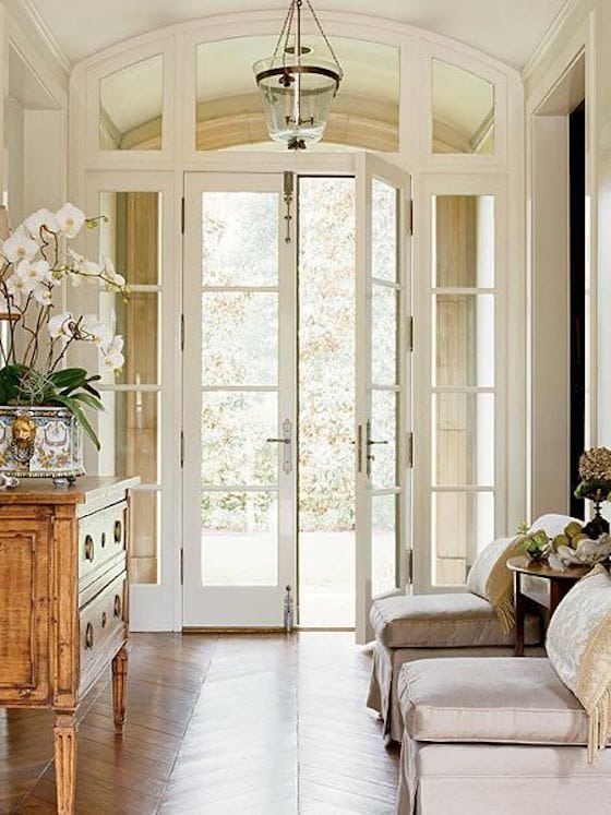 Double White Wood and Glass Doors