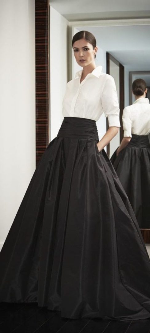 White shirt and hot sale black skirt formal