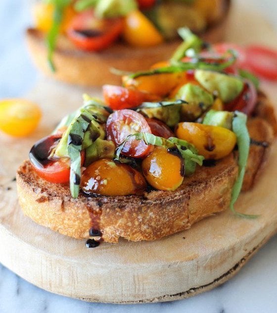 Avocado & Tomato Bruschetta with Balsamic Reduction