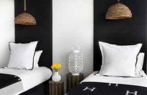 Black and White Twin Beds