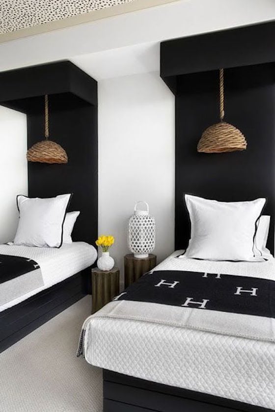 Black and White Twin Beds