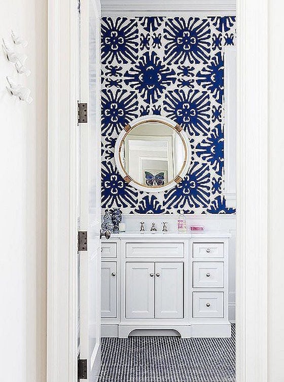 Bold Blue Patterned Wallpaper