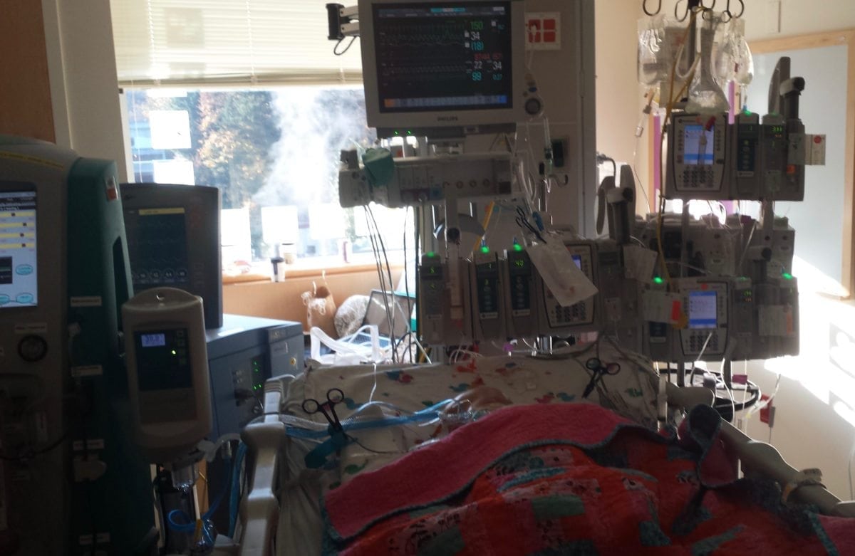 Greta's Pediatric ICU room, Dorenbecher Children's Hospital, Portland, Oregon, October 2013