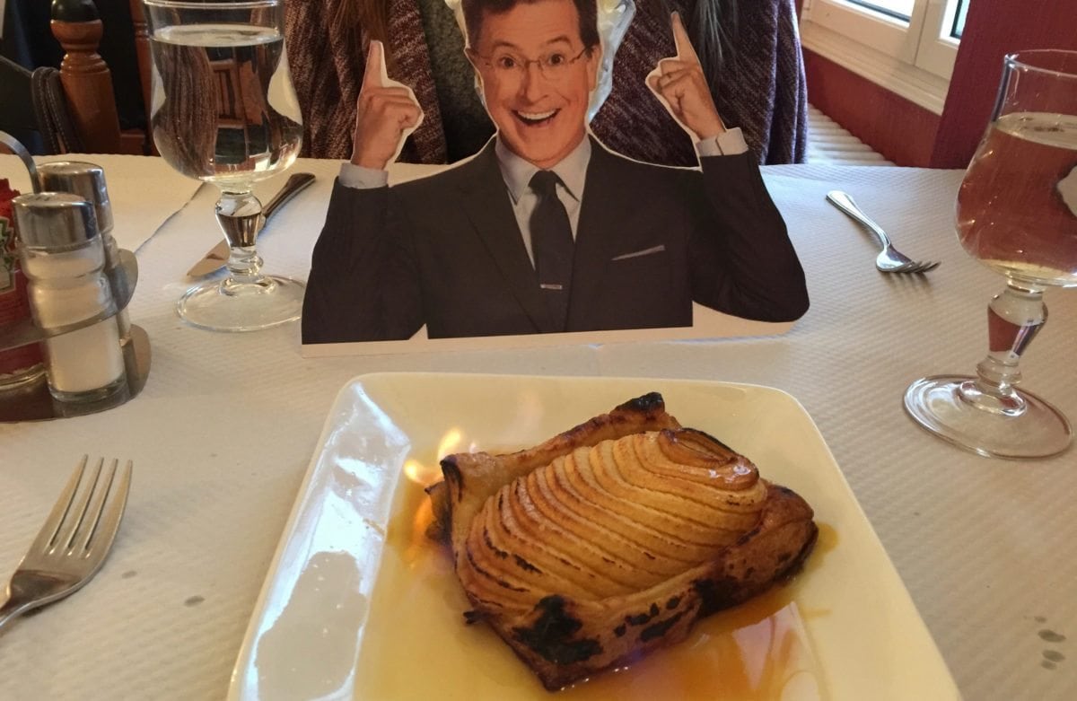 Even though my plate's on fire, Stephen Colbert was a great sport. He went everywhere with us!