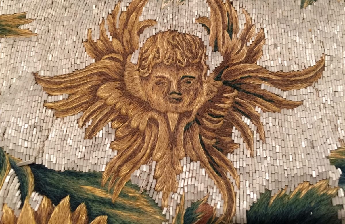 Closeup of previous piece. Glass beads and thread.