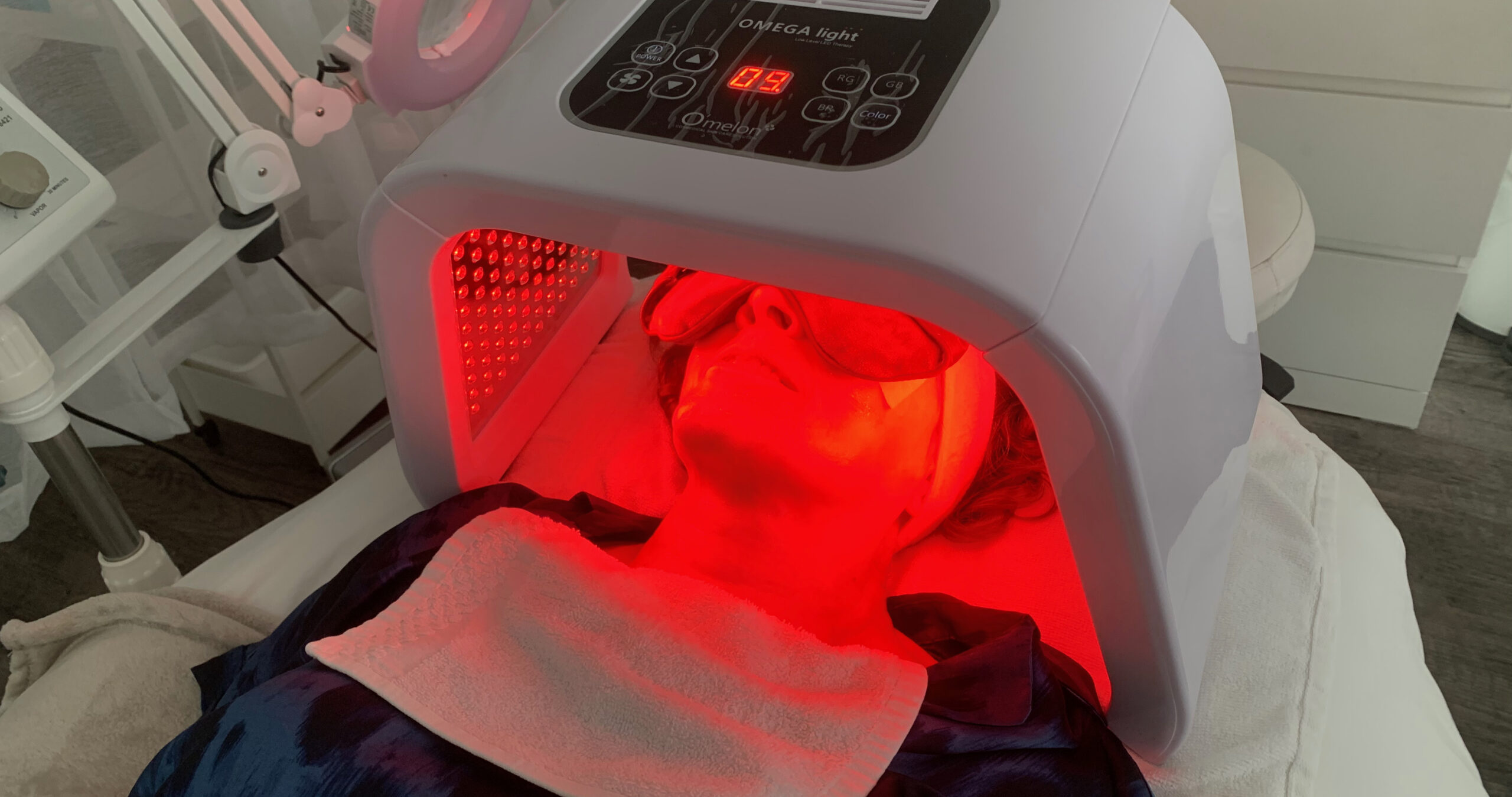 Brenda Coffee Getting Red LED Light Therapy