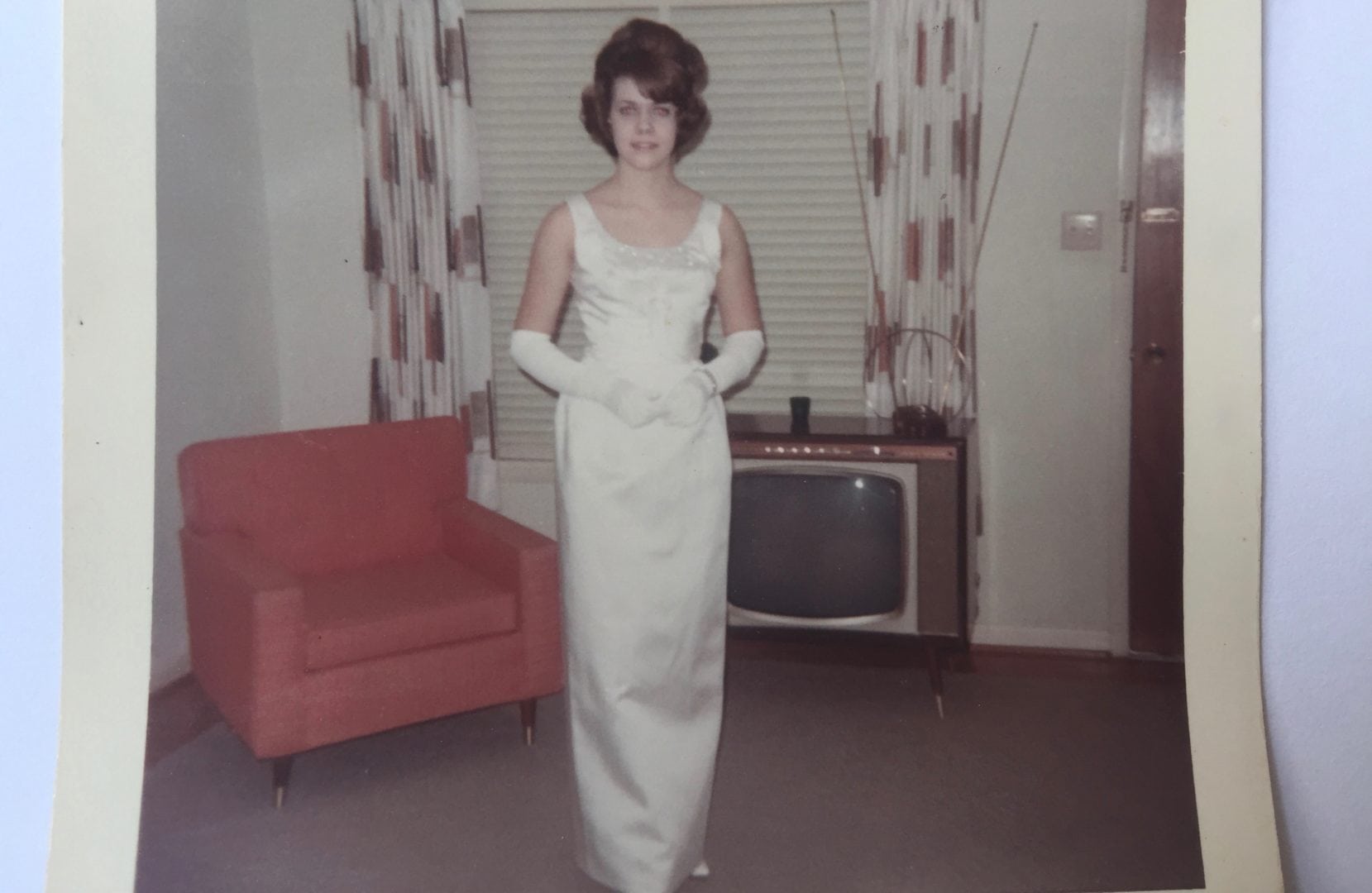 Me in my High School prom dress. The dress was fine... but the hair!