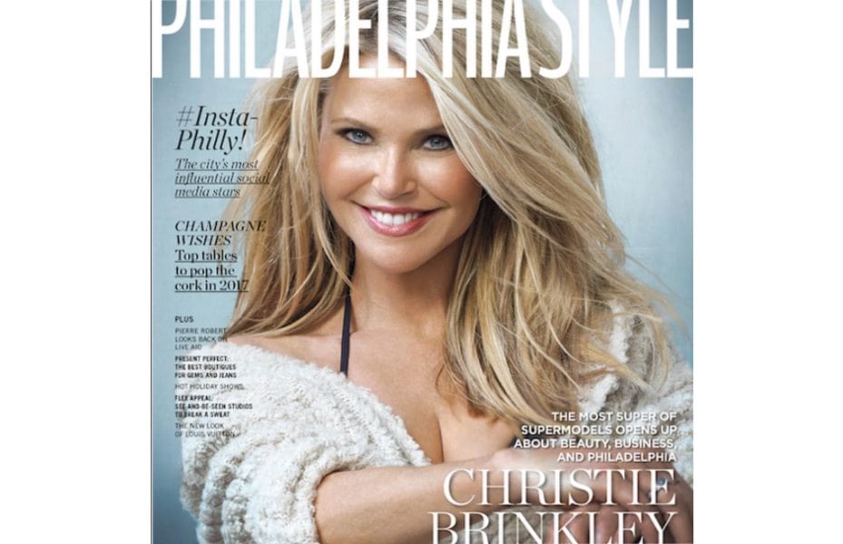 Christie Brinkley on the cover of Philadelphia Style, November, 2016
