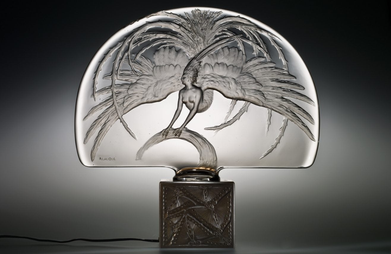 Heritage Auction and longtime Antique's Roadshow's appraiser, Nick Dawes, is perhaps the world's foremost authority on Lalique. Rene Lalique 'Oiseau de Feu' Luminaire.